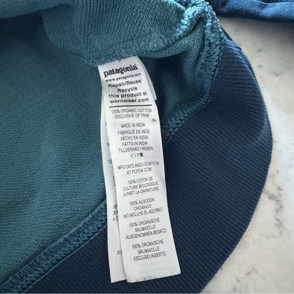 Patagonia P-6 Logo Organic Crew Sweatshirt Color: ABB - Blue and Teal Sweatshirt - Picture 9 of 10
